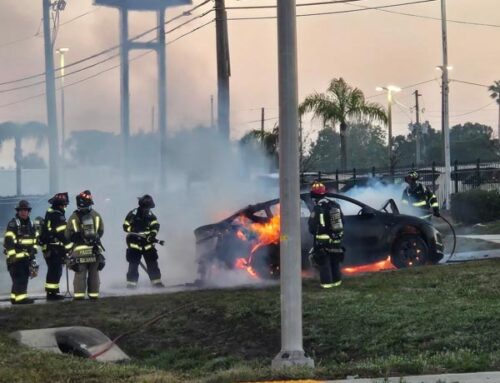 Woman Narrowly Escapes Burning Tesla After Collision With Road Debris on US-19